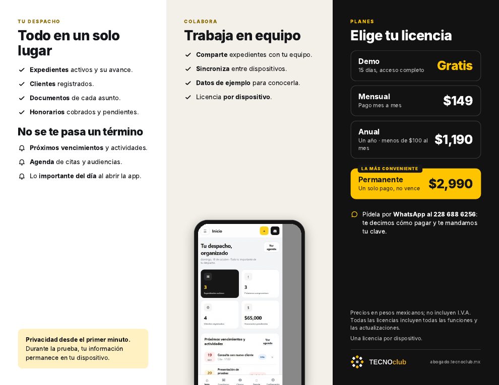 Brochure TECNOCLUB ABOGADO página 2