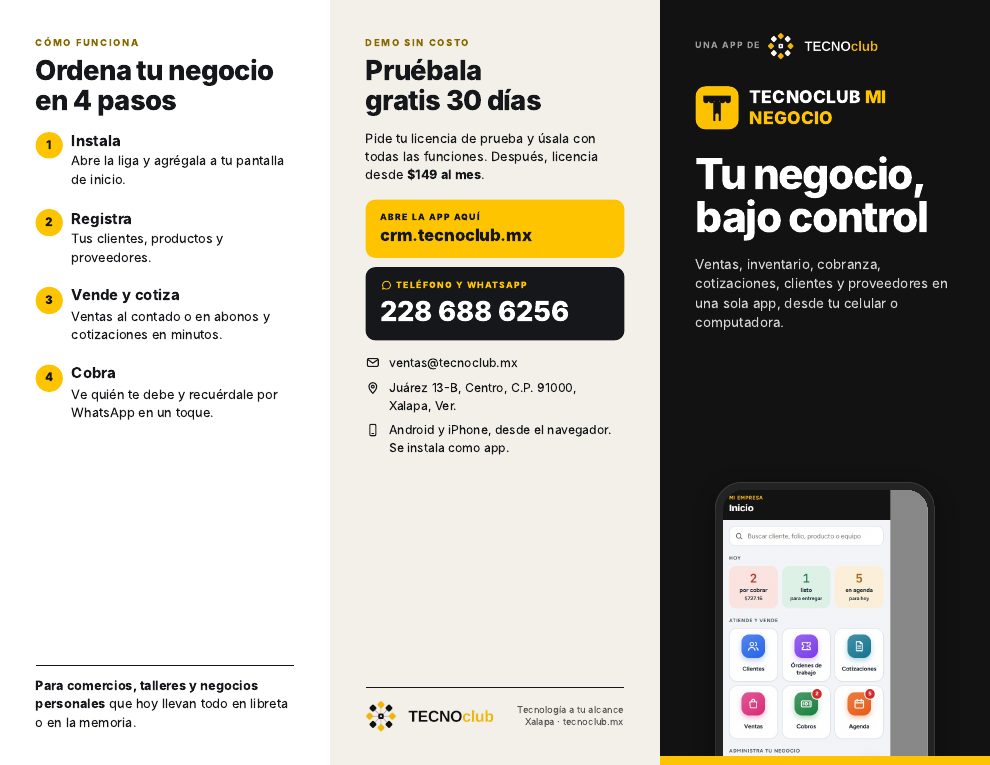 Brochure TECNOCLUB MI NEGOCIO página 1