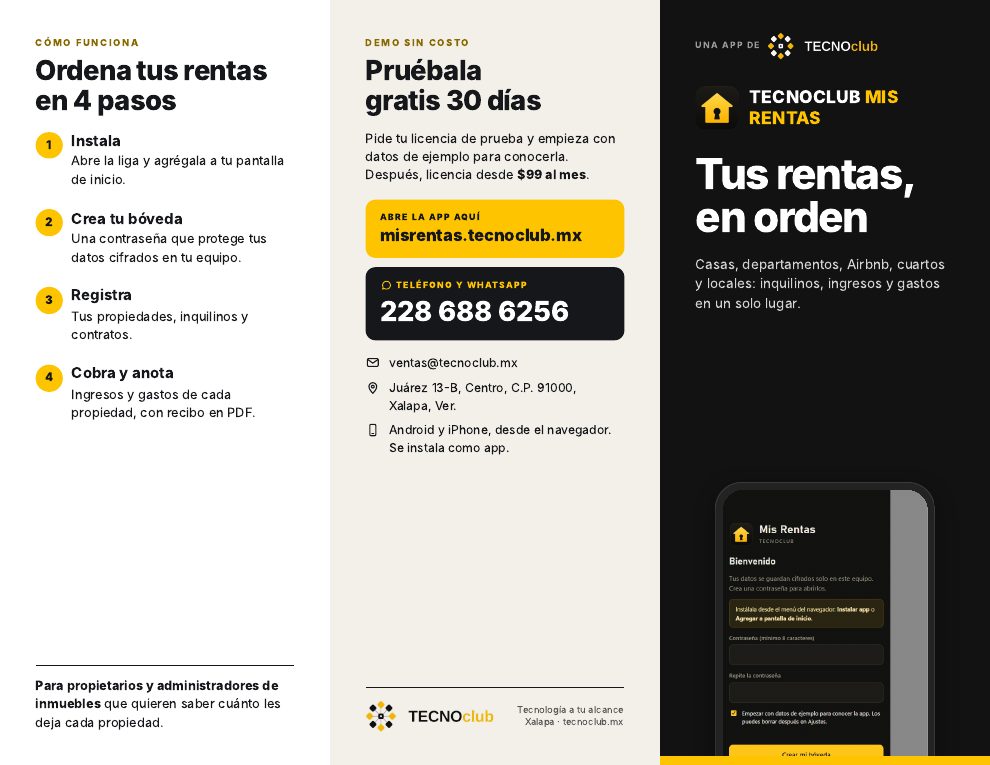 Brochure TECNOCLUB MIS RENTAS página 1